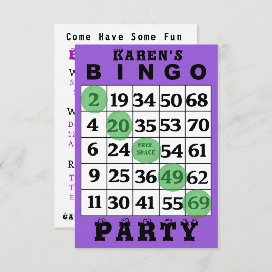 ビンゴのパーティの招待状 招待状 (正面/裏面)