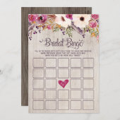 ビンゴのブライダルシャワーのゲームの素朴なBohoの花の花柄 招待状 (正面/裏面)