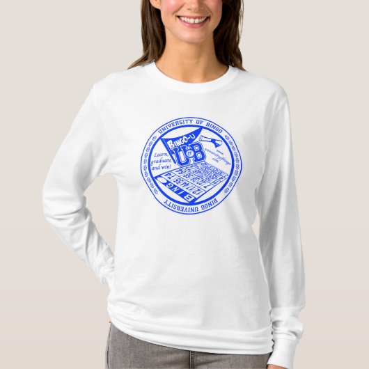 ビンゴの公式のシールの女性長い袖の大学 Tシャツ (正面)