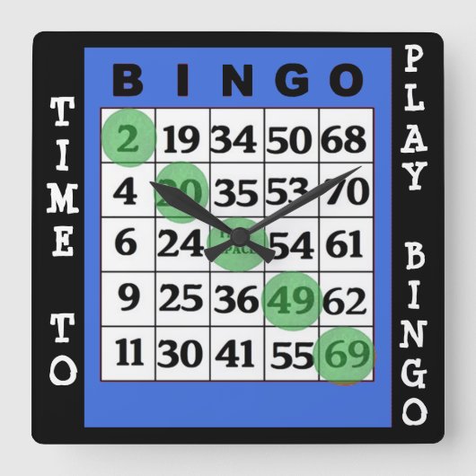 ビンゴの柱時計を遊ぶ時間 スクエア壁時計 (正面)