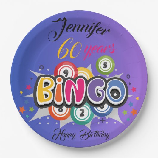 ビンゴの誕生日パーティー ペーパープレート (正面)