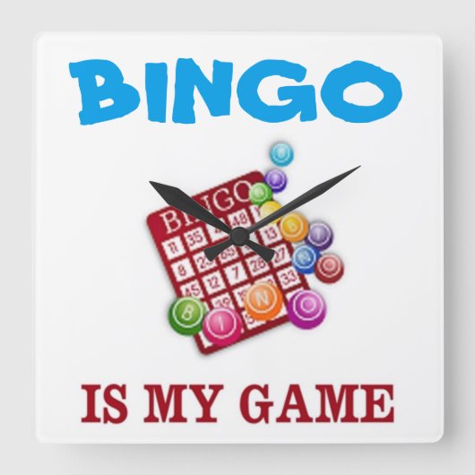 ビンゴは私のゲームです スクエア壁時計 (正面)