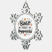 ビンゴは私のチケットと幸福ビンゴおもしろいゲーム スノーフレークピューターオーナメント (右)