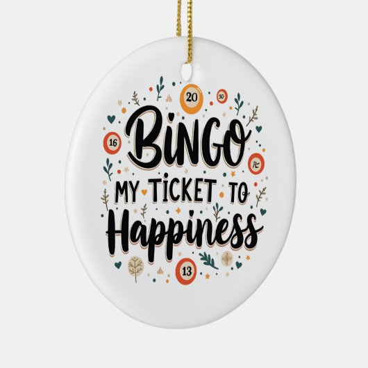 ビンゴは私のチケットと幸福ビンゴおもしろいゲーム セラミックオーナメント (右)