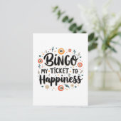 ビンゴは私のチケットと幸福ビンゴおもしろいゲーム ポストカード (スタンド正面)