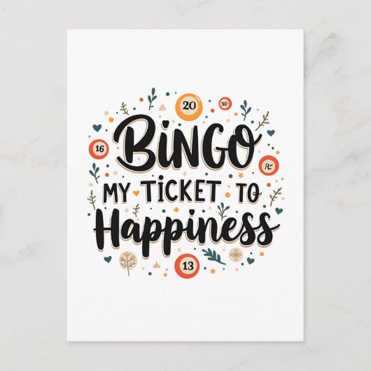 ビンゴは私のチケットと幸福ビンゴおもしろいゲーム ポストカード (正面)