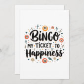 ビンゴは私のチケットと幸福ビンゴおもしろいゲーム 招待状 (正面/裏面)