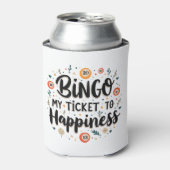 ビンゴは私のチケットと幸福ビンゴおもしろいゲーム 缶クーラー (缶正面)