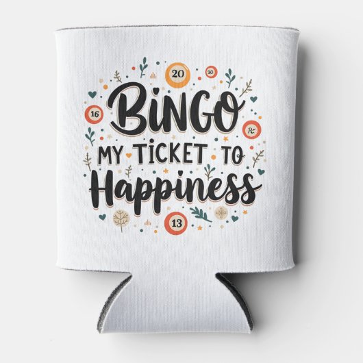 ビンゴは私のチケットと幸福ビンゴおもしろいゲーム 缶クーラー (正面)
