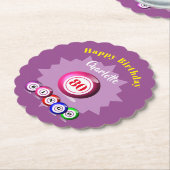 ビンゴをテーマにした誕生日パーティパーソナライズされたー ペーパーコースター (アングル)