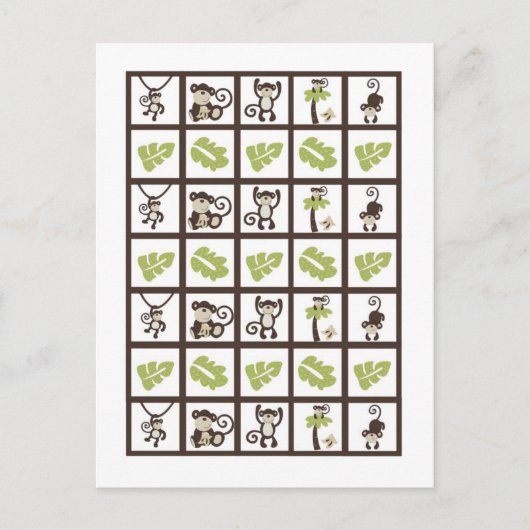 ビンゴカードマーカーサル時間動物園 ポストカード (正面)