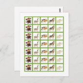 ビンゴカードマーカージャカナ紫色の動物 ポストカード (正面/裏面)