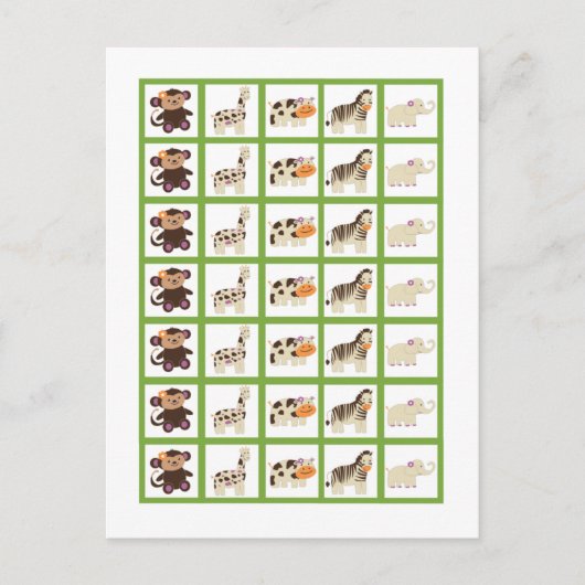 ビンゴカードマーカージャカナ紫色の動物 ポストカード (正面)