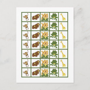 ビンゴカードマーカージャングルベビー動物 ポストカード