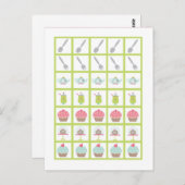 ビンゴカードマーカーティーパーティーピンクパステル花 ポストカード (正面/裏面)