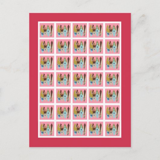 ビンゴカードマーカーピンクのハワイアンルアウ(ハワイ式宴会)熱帯 ポストカード (正面)