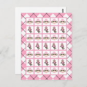 ビンゴカードマーカーピンクアーガイルソックモンキー ポストカード (正面/裏面)