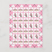 ビンゴカードマーカーピンクアーガイルソックモンキー ポストカード (正面)