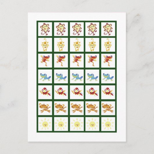 ビンゴカードマーカー熱帯雨林ジャングル動物 ポストカード (正面)