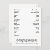 ビンゴカード誕生日パーティーの呼び出し言葉 ポストカード (正面/裏面)