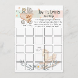 ビンゴカード赤ちゃんシャワー |クマとロッキングホース エンクロージャーカード