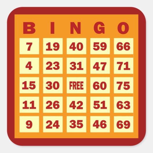 ビンゴカード スクエアシール (正面)