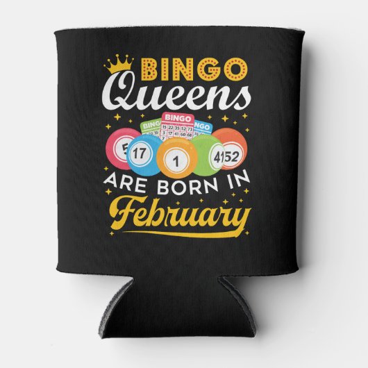 ビンゴクイーンズ生まれは2月誕生日 缶クーラー (正面)