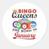 ビンゴクイーン生まれズは1月誕生日 ラウンドシール (正面)