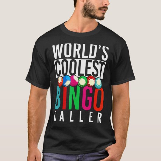 ビンゴクールプレイヤービンゴ発信者賭博宝くじBi Tシャツ (正面)