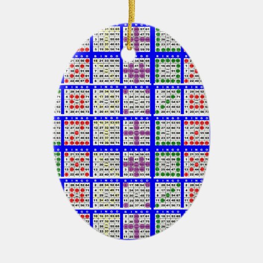 ビンゴゲームのパターン大きなグリッド セラミックオーナメント (正面)