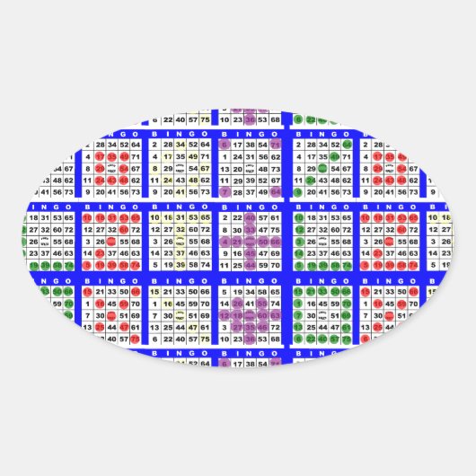 ビンゴゲームのパターン大きなグリッド 楕円形シール (正面)