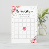ビンゴゲームブライダルシャワーピンクフローラ金ゴールドカード 招待状 (スタンド正面)