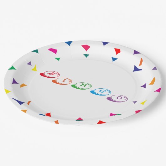 ビンゴタイポグラフィカラフルゲームナイトおもしろい ペーパープレート (アングル)