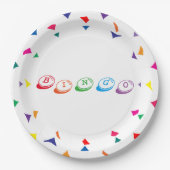 ビンゴタイポグラフィカラフルゲームナイトおもしろい ペーパープレート (正面)