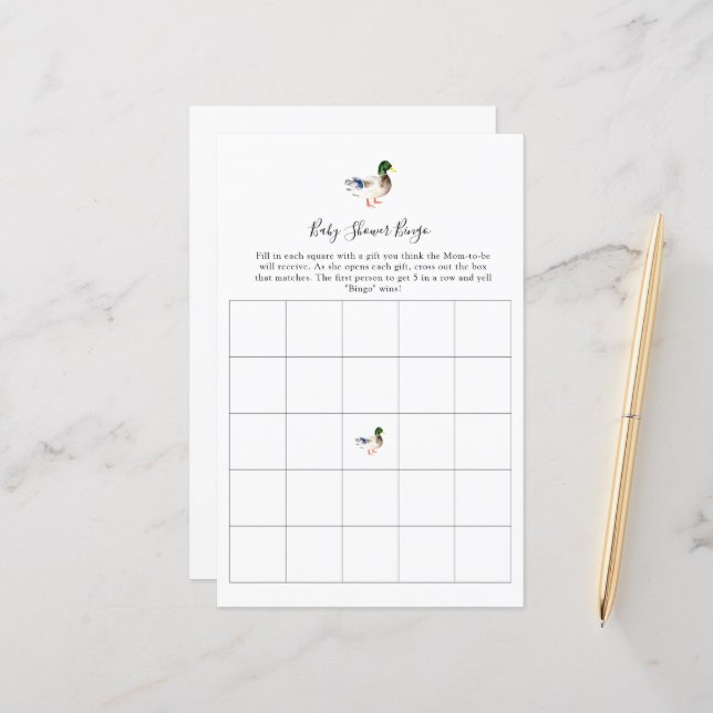 ビンゴダック赤ちゃんシャワーゲーシンプルム (正面/裏面インサイチュ)