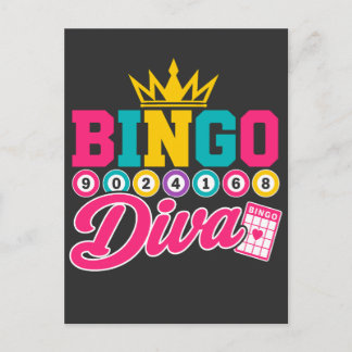 ビンゴディーバTシャツ かわいい ラッキー クイーン クラウン ビンゴ ポストカード