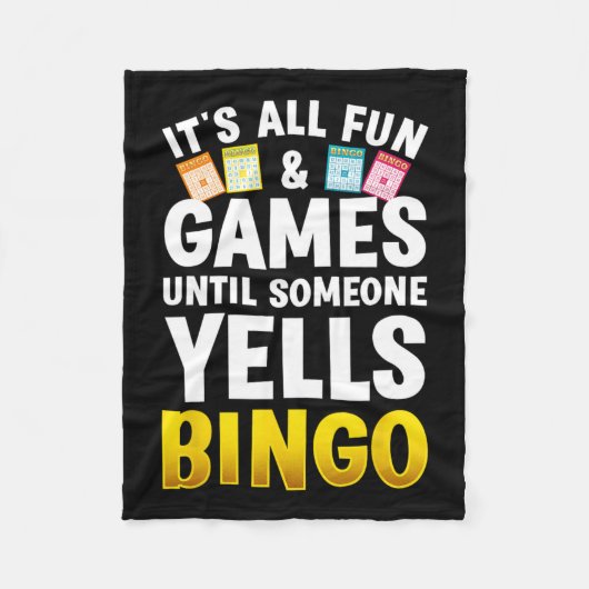 ビンゴデザイン男性へウィメンズビンゴノベルティギャンブルBi フリースブランケット (正面)