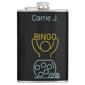 ビンゴナイトネオンラインアートパーソナライズされた フラスク (正面)