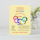 ビンゴバッシュテーマおもしろいカラフルパーティー招待状 招待状 (スタンド正面)