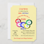 ビンゴバッシュテーマおもしろいカラフルパーティー招待状 招待状 (正面)