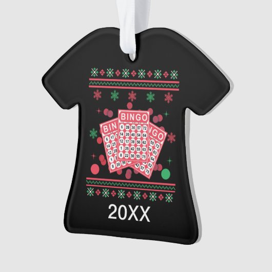 ビンゴパーソナライズされたカード醜いクリスマスセーター オーナメント (正面)