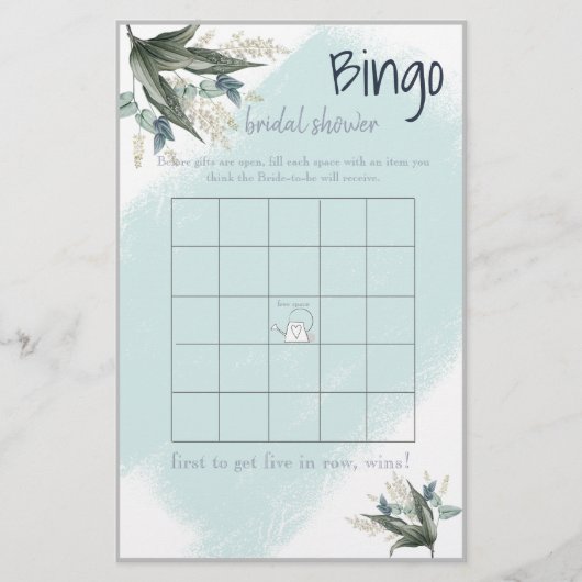 ビンゴブライダルシャワーゲームカードフライヤー チラシ (正面)