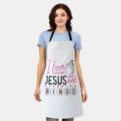 ビンゴプレイヤーJesus Faith Christian I Love Jesus An エプロン (着用した状態)