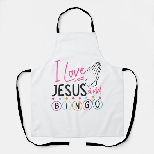 ビンゴプレイヤーJesus Faith Christian I Love Jesus An エプロン (正面)