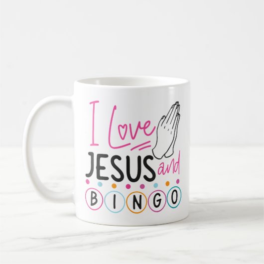 ビンゴプレイヤーJesus Faith Christian I Love Jesus An コーヒーマグカップ (左)
