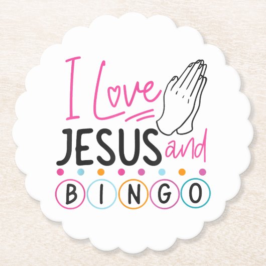 ビンゴプレイヤーJesus Faith Christian I Love Jesus An ペーパーコースター (正面)