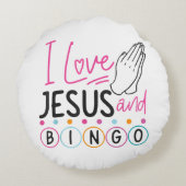 ビンゴプレイヤーJesus Faith Christian I Love Jesus An ラウンドクッション (裏面)