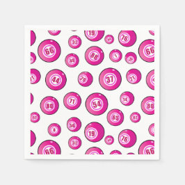 ビンゴプレーヤーかわいいピンクと白のボール スタンダードカクテルナプキン