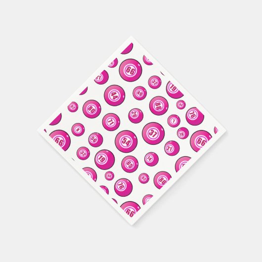 ビンゴプレーヤーかわいいピンクと白のボール スタンダードカクテルナプキン (角)