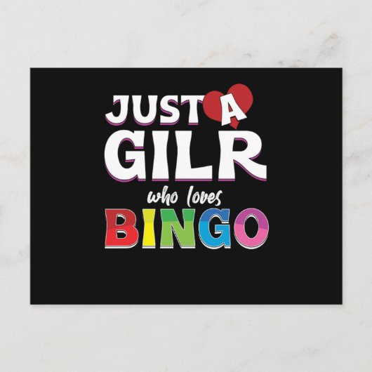 ビンゴプレーヤーを愛する女の子ラッキーゲームギャンブルギフト ポストカード (正面)